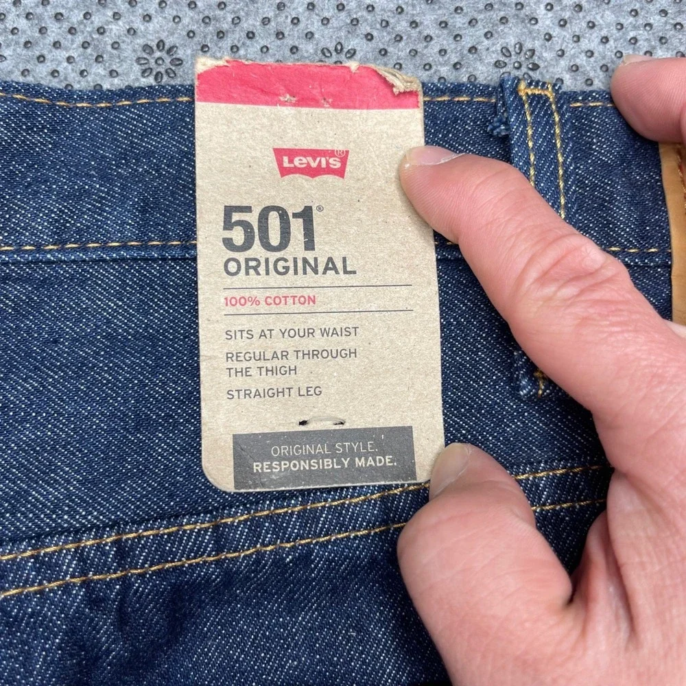 NEW‎ Levis 501 Original Mens Fly Button Big Jeans Indigo Blue Straight Leg 44x32